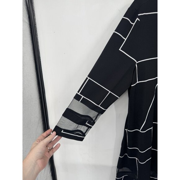 IC By Connie K Geometric Tunic Women L Black Lagenlook Art To Wear Mature Artsy - Picture 9 of 9